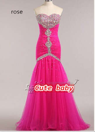 New European Fashion Mermaid Prom Formal Party Ball Evening Pageant Dresses Wedding Gown