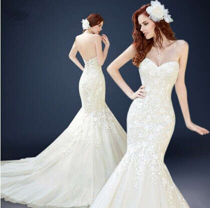 Lace Trailing Mermaid Wedding Dress 4 styles
