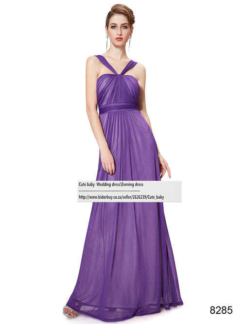 Sexy Strapless Purple Long Halter Party Dress