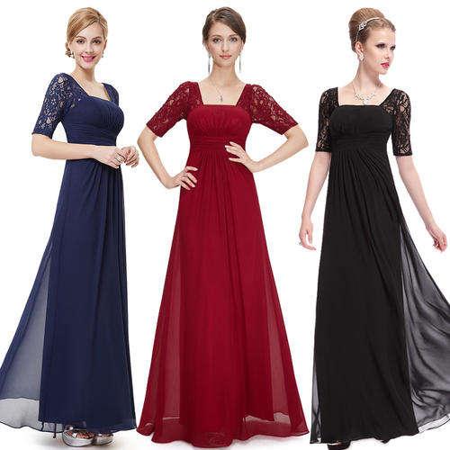 Sexy Fashion 8 Color Lace Square Neckline Long Prom Evening Dresses