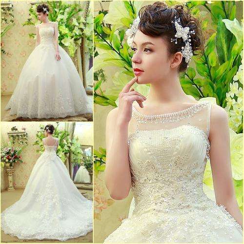 New Luxury  Rhinestone Lace up Wedding Dress