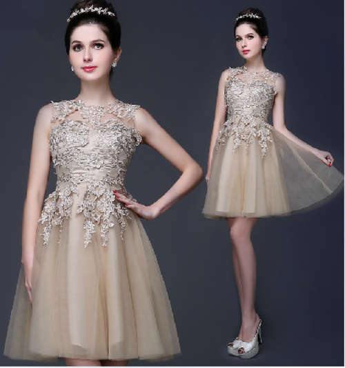 Champagne Gold Lace Dress