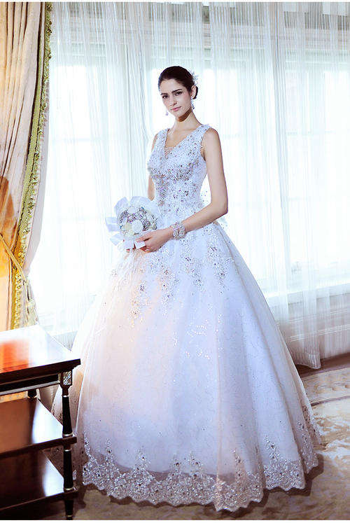 Special Offer New Luxury Rhinestone  Lace up   Princess Wedding Dress