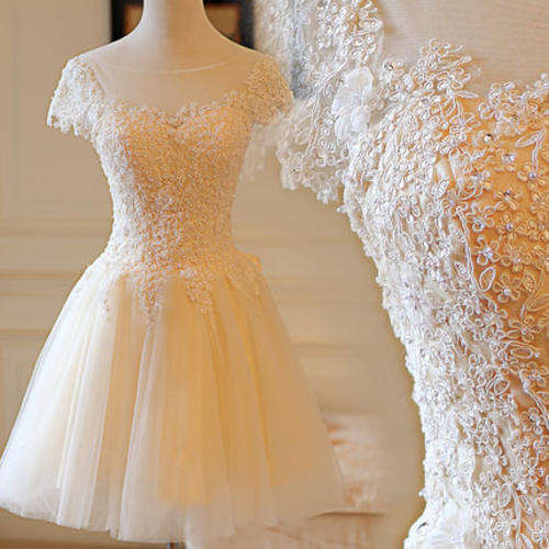 Lace champagne dress
