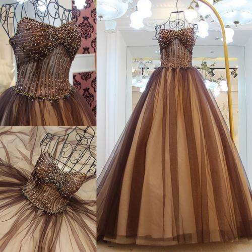 Brown wedding dress evening dress