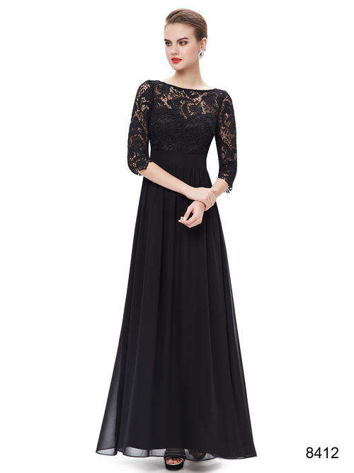 Elegant 3/4 Sleeve Lace Long Evening Dress