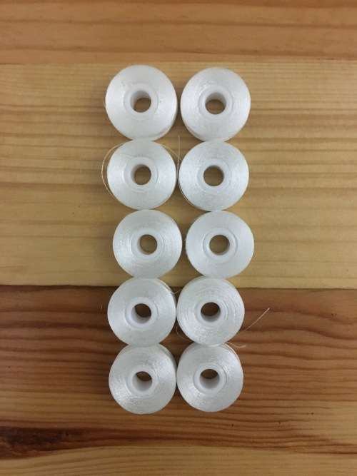 White machine embroidery prewound bobbins - 10 bobbins