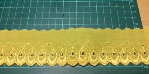 50mm wide Broderie Anglais trim - Yellow