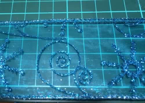 50mm x 2.5m Glitter Wired Organza Ribbon - Turquoise blue