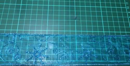 50mm x 2.5m Glitter Wired Organza Ribbon - Turquoise blue