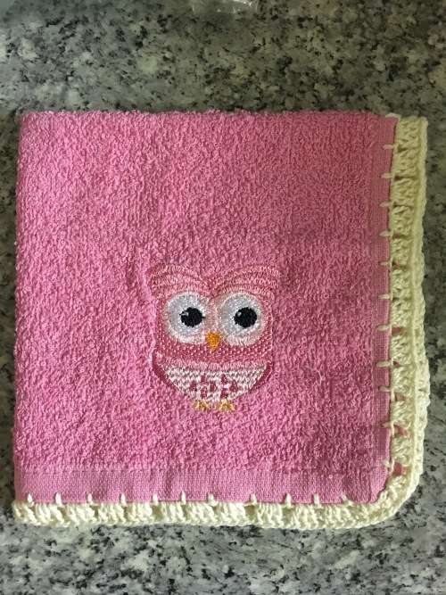 Pink owl face cloth