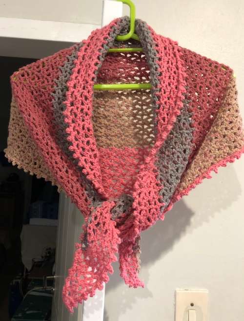 SALE  Unique handmde pink and variation cupcake triangular scarf / shawl - Wear in 3 different ways