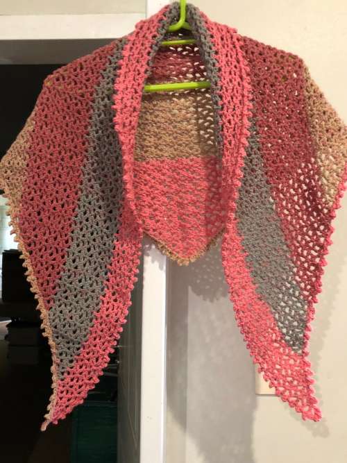 SALE  Unique handmde pink and variation cupcake triangular scarf / shawl - Wear in 3 different ways