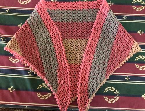 SALE  Unique handmde pink and variation cupcake triangular scarf / shawl - Wear in 3 different ways