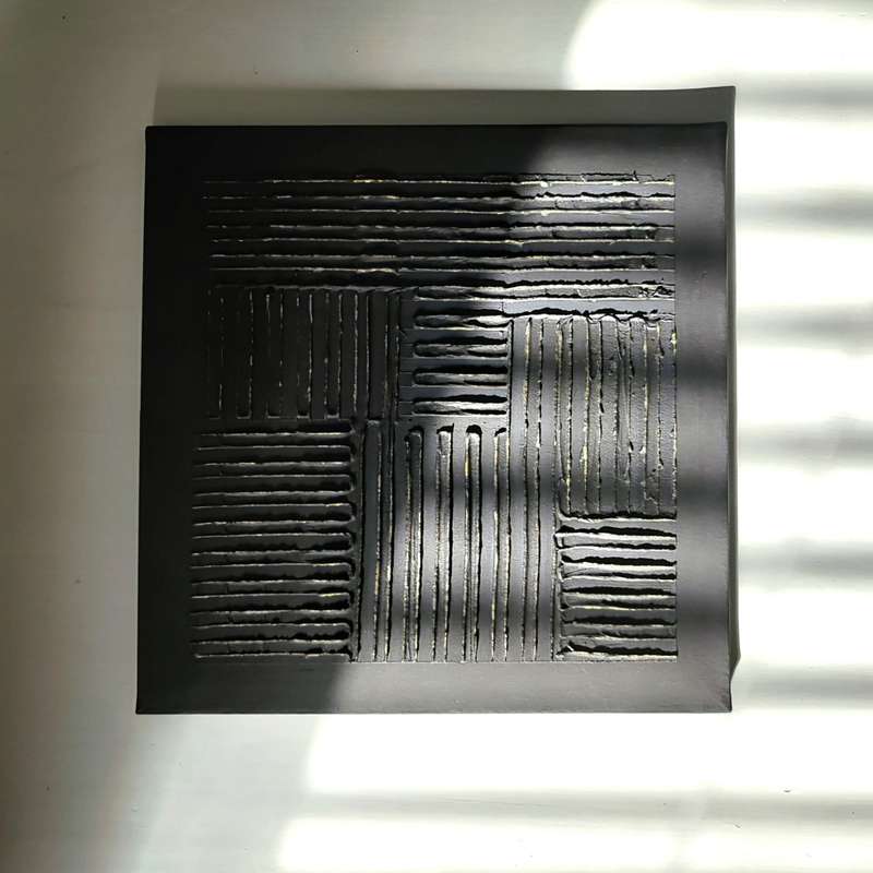Black Linear Minimalist Textured Wall Art