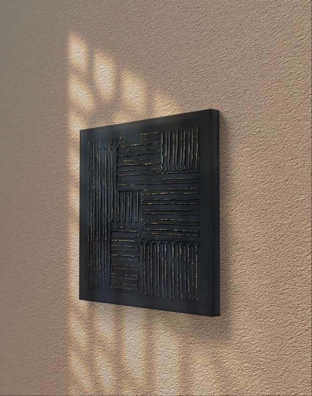 Black Linear Minimalist Textured Wall Art