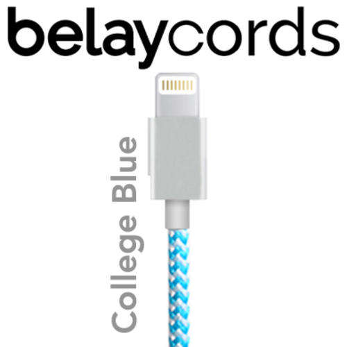 Reversible USB! Ultra Durable, MFI Certified iPhone Lightning Cable (College Blue) by BelayCords