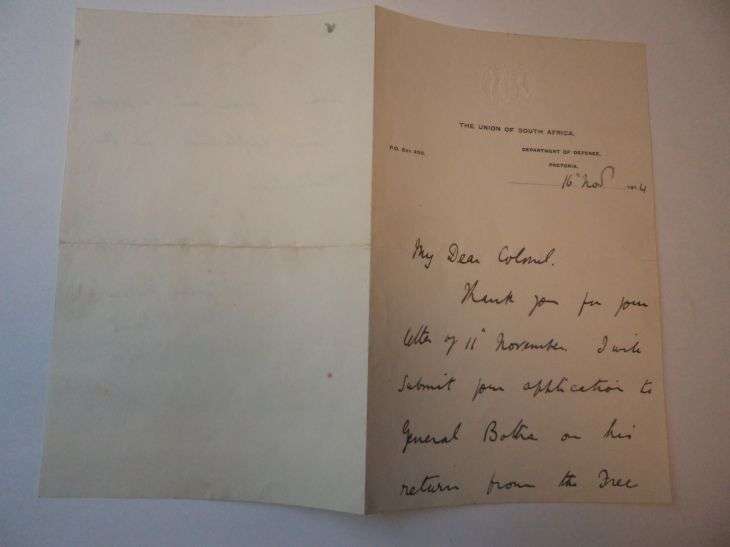 LETTER WRITTEN BY JAN SMUTS (ORIGINAL)