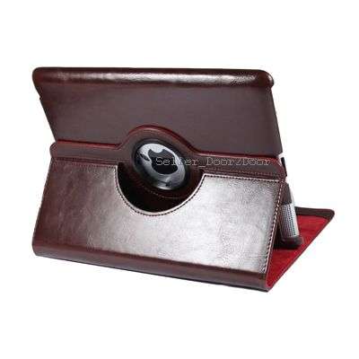 iPad 2 Case Burgundy + Stylus - 360 Rotating Case Full Swivel Cover for iPad 2 colour