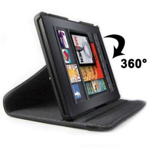360 Rotatable Case for Kindle Fire Full Cover + Stylus to type - Black