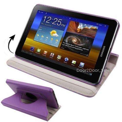 Free Stylus & Screen Protector + 7" Samsung Galaxy P6200 & P3100 Purple Swivel Case Rotating Cover