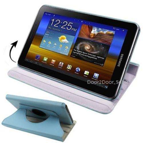 Free Stylus & Screen Protector + 7" Samsung Galaxy P6200 Blue Swivel Case 360 Rotating Cover