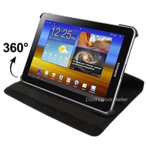 *FREE STYLUS + SCREEN PROTECTOR!! + 7.7" Samsung Galaxy P6800 Black Swivel Case 360 Rotating Cover