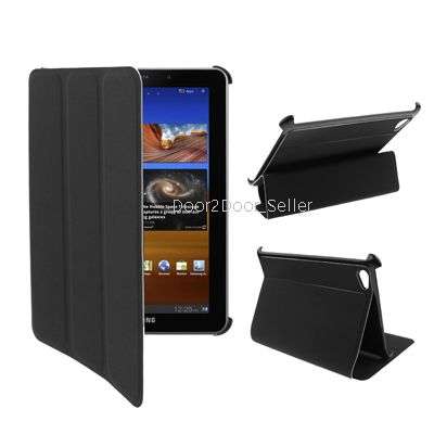 *Free Stylus & *Screen Protector!! + 7.7" Samsung Galaxy P6800 Black PU Leather Case Cover