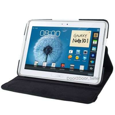 *FREE STYLUS + 10.1" Samsung Galaxy Note N8000 Black Swivel Cover 360 Rotating Case