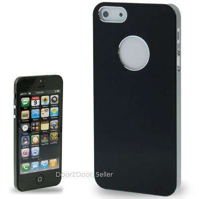 iPhone 5 Case Protective Hard Brushed Aluminium Metal Cover in Black/Silver