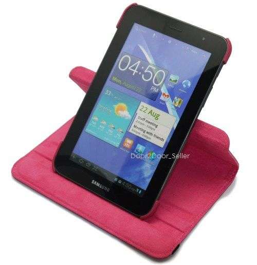 Leather Case for Samsung Galaxy Tab P6200, Full Black Cover Rotating Case for 7