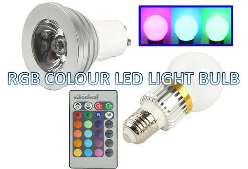 3W, E27 RGB LED 16-Colour Changing Light Bulb/Spot Light with Remote Control