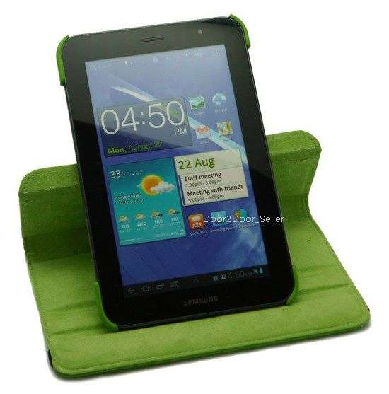 Leather Case for Samsung Galaxy Tab P6200, Full Black Cover Rotating Case for 7