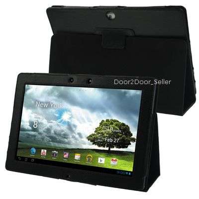 Asus Transformer Pad TF300/301 Leather Case with Stand in Black Cover with FREE Stylus Pen