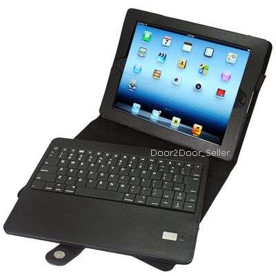 iPad 4, 3, 2 Leather Case with Detachable Bluetooth Keyboard and Stand for iPad 3, iPad 2, iPad 4