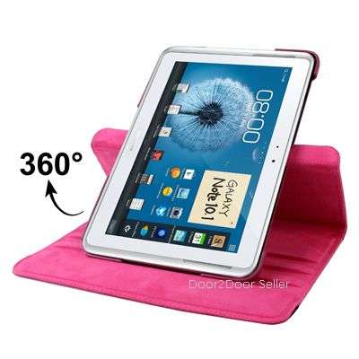 *FREE STYLUS + 10.1" Samsung Galaxy Note N8000 Swivel Cover 360 Rotating Case Black & COLOURS
