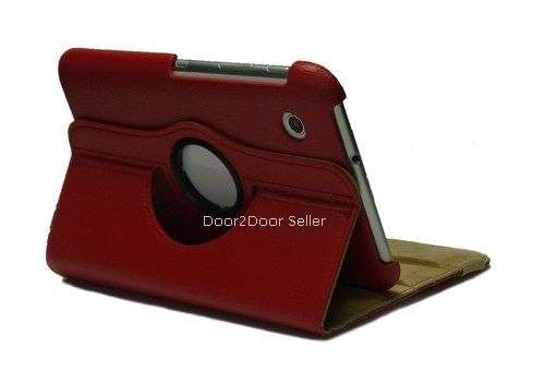 **Free Screen Protector & Stylus + NEW 7" Samsung TAB 2 P3100 *RED* Swivel Case 360 Rotating Cover