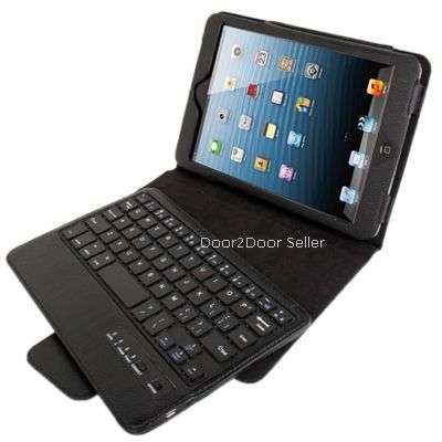 Lightweight Detachable iPad Mini Bluetooth Keyboard Leather Case with Stand + Stylus