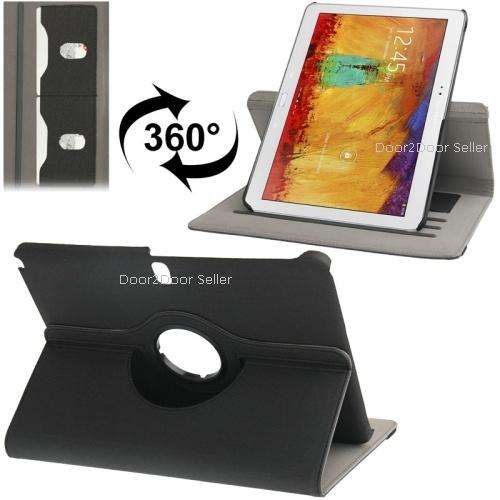 New 2014 Note 10.1" Samsung Galaxy Case - Swivel Rotating Denim Leather in Colours