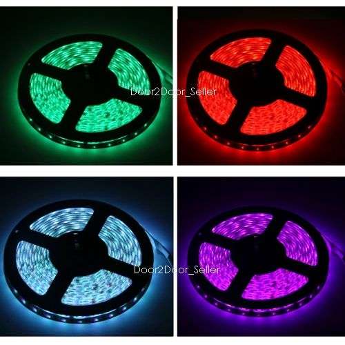 5050 RGB LED STRIP LIGHT WATERPROOF 5M with AC adapter and 44 KEY Remote