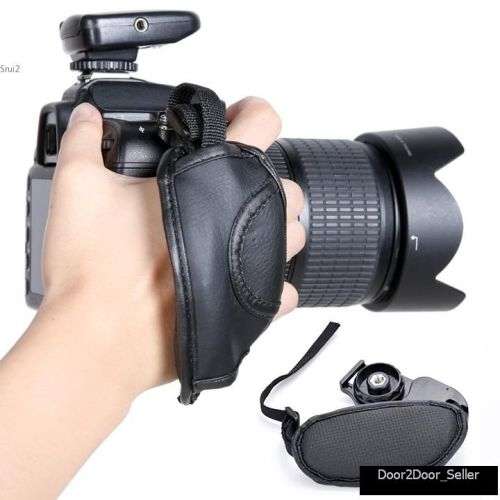 Camera Hand Grip Black Leather Strap