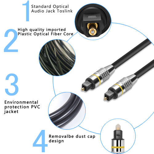 Digital Optical Audio Cable SPDIF Toslink Cable 5m Gold