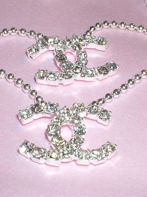 WHITE GOLD DOUBLE LOGO CHANEL ANKLET GEMSET