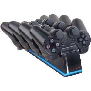 Playstation 3 Blue Light Multi-Functional Charge Station Stand. charge 4 controllers at once