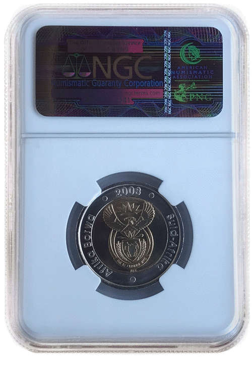 2008 Mandela 90th Birthday R5 NGC Graded MS 68