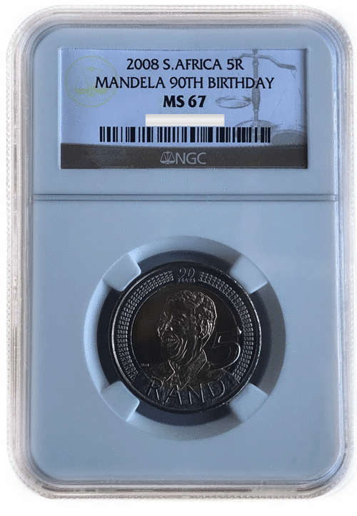 2008 Mandela 90th Birthday R5 NGC Graded MS 67