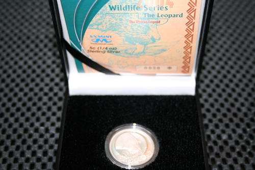 ##### 2004 Silver Wildlife African Leopard Proof 5 cent (1/4oz) #####