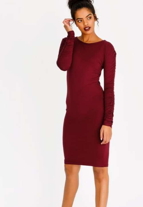 EDIT Ladies Burgundy Ruched Dress (Brand-new)