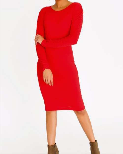 EDIT Ladies Burgundy Ruched Dress (Brand-new)