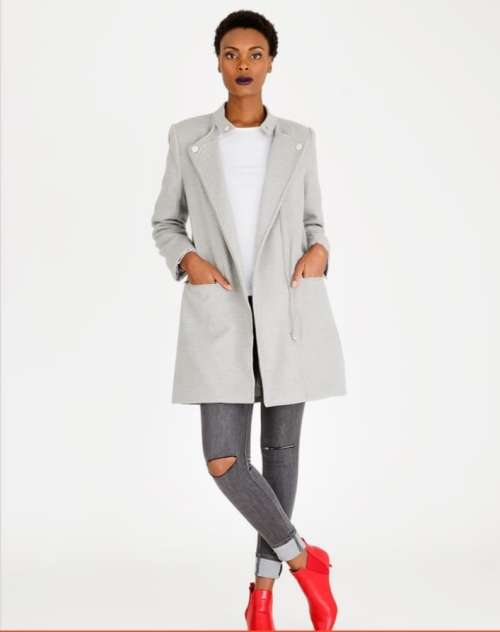 C(INCH) Grey Biker - Style Coat ( Winter Coat)